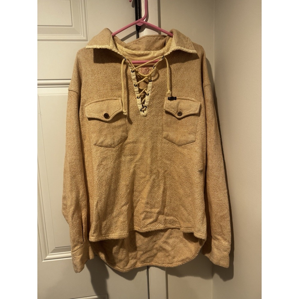 Vintage Diesel Men's Shirt L J&w Work shirt Tan Cotton Lace Up IND High‎ Climb